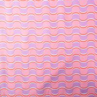 French Terry Sommersweat ABSTRACT Retro geschwungene Linien rosa lila 1,45m Breite