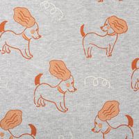 Sweatstoff Meterware Melange kuschelweich Hunde hellgrau braun 1,4m Breite Detail