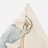 Kissenhülle Dschungeltiere beige bunt von SCHÖNER LEBEN. Detail Reißverschluss