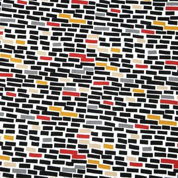 Baumwollstoff Wall Rechtecke schwarz rot gelb 1,40m Breite
