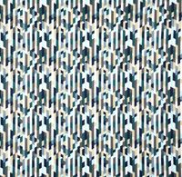 Allover-Ansicht von Baumwollstoff Trapeze blau weiß vanille 1,40m Breite