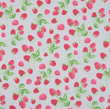 Baumwollstoff Himbeeren hellgrau rosa 1,40m Breite