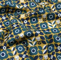 88863-Baumwollstoff-Retro-Blumen-gelb-blau-1-40m-Breite-BW-Stoff-Retro-Blume-gewellt.jpg Baumwollstoff Retro Blumen gelb blau 1,40m Breite leicht gewellt