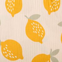 Musselin Stoff LEMONS Zitronen groß beige gelb 1,35m Breite Nahaufnahme