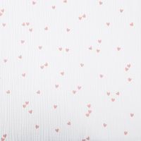 Musselin Stoff SMALL HEARTS Herzchen weiß altrosa 1,35m Breite