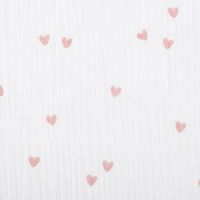 Musselin Stoff SMALL HEARTS Herzchen weiß altrosa 1,35m Breite Detailaufnahme