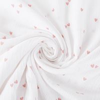 Musselin Stoff SMALL HEARTS Herzchen weiß altrosa 1,35m Breite gedreht