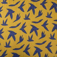 88871-Musselin-Stoff-Double-Gauze-Zozio-Voegel-senf-gelb-blau-1-30m-Breite-IMG-KW35-514.jpg Musselin Stoff Double Gauze Zozio Vögel senf gelb blau 1,30m Breite