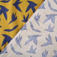 88871-Musselin-Stoff-Double-Gauze-Zozio-Voegel-senf-gelb-blau-1-30m-Breite-IMG-KW35-519.jpg Musselin Stoff Double Gauze Zozio Vögel senf gelb blau 1,30m Breite Vorder- und Rückseite