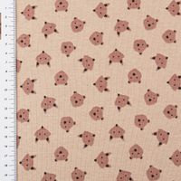 Jersey Stoff Baumwolljersey Ruzmi Bär Fuchs Gesichter camel braun 1,45m Breite mit Maßband