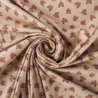 Jersey Stoff Baumwolljersey Ruzmi Bär Fuchs Gesichter camel braun 1,45m Breite gedreht