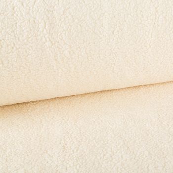 Teddy Fleece Baumwoll Krimmer Plüschstoff einfarbig ecru 1,6m Breite