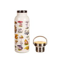 Thermosflasche mit Vintage Pilze-Dessin und Bambusdeckel von Sass & Belle