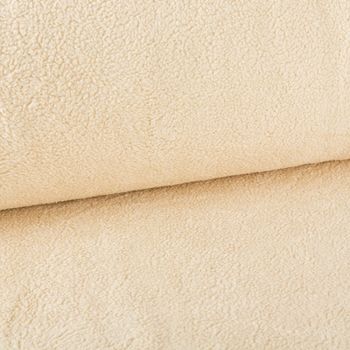 Teddy Fleece Baumwoll Krimmer Plüschstoff einfarbig beige 1,6m Breite