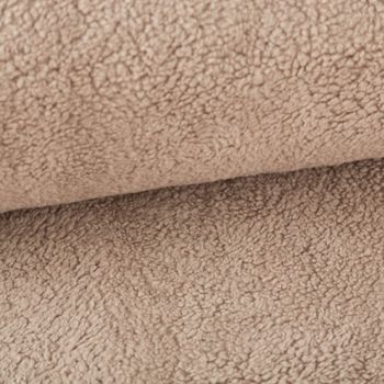 Teddy Fleece Baumwoll Krimmer Plüschstoff einfarbig taupe 1,6m Breite