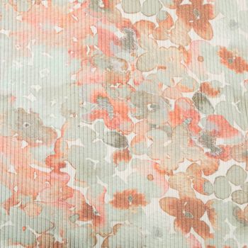 Viskosejersey Rippjersey Digitaldruck Flowers Aquarell Blumen abstrakt ecru grün 1,2m Breite