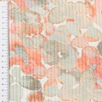 Viskosejersey Rippjersey Digitaldruck Flowers Aquarell Blumen abstrakt ecru grün 1,2m Breite mit Maßband