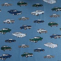 Jersey Stoff Baumwolljersey CLASSIC CARS Autos jeans blau grün 1,45m Breite