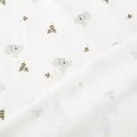 Jersey Stoff Baumwolljersey Koalas Blätter ecru grau 1,50m Breite Vorder-und Rückseite