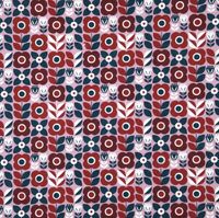 Leichte Baumwollstoff Webware mit Retro Blumen-Print in 140cm Stoffbreite