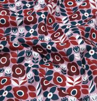 Leichte Baumwollstoff Webware mit Retro Blumen-Print in 140cm Stoffbreite leicht gewellte Ansicht
