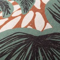 Kissen mit Palmen-Print Leinenoptik grün braun 45x45cm Detail