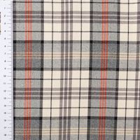 Viskose Stoff Tartan Muster Schottenkaro kariert beige grau rot 1,4m Breite mit Maßband