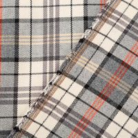 Viskose Stoff Tartan Muster Schottenkaro kariert beige grau rot 1,4m Breite Vorder- und Rückseite