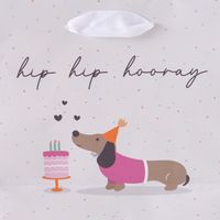 Geschenktüte Hip Hip Hooray mit Dackel und Torte 20x10x25cm