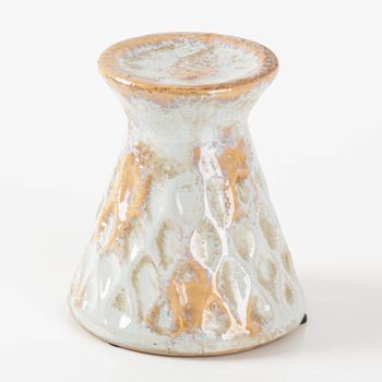 Kerzenständer Keramik mit Reliefstruktur grau beige 14x16cm von Clayre & Eef