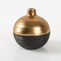 Dekovase Terri aus Keramik rund in Schwarz und Gold von Countryfield 11,5x11,5x11,5cm