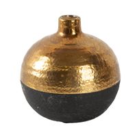 Dekovase Terri aus Keramik rund in Schwarz und Gold von Countryfield 16,5x16,5x17cm Freisteller