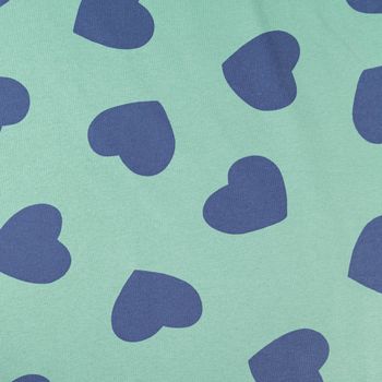 French Terry Stoff Sommersweat Jogging Hearts mintgrün blau1,45m Breite