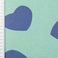 French Terry Stoff Sommersweat Jogging Hearts mintgrün blau1,45m Breite mit Maßband