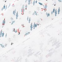 Baumwollstoff Popeline Digitaldruck Snowtime weiß 1,47m Breite Vorder- und Rückseite