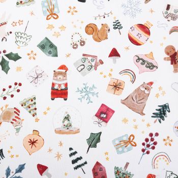 Baumwollstoff Popeline Digitaldruck Visby Allover Weihnachten weiß 1,47m Breite Nahaufnahme