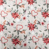 Baumwollstoff Popeline Weihnachtsstoff Digitaldruck Norten Rehkitz beige rot 1,47m Breite
