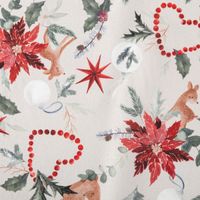 Baumwollstoff Popeline Weihnachtsstoff Digitaldruck Norten Rehkitz beige rot 1,47m Breite Nahaufnahme