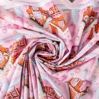 Baumwollstoff Popeline Digitaldruck Weihnachtsstoff Gretel Lebkuchenhaus rosa 1,47m Breite gedreht
