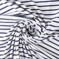 Jersey Stoff Baumwolljersey Rayure Streifen weiß marineblau 1,45m Breite gedreht