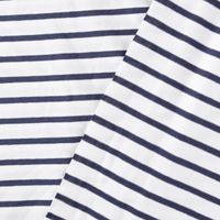 Jersey Stoff Baumwolljersey Rayure Streifen weiß marineblau 1,45m Breite Vorder- und Rückseite
