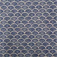 Dekostoff Halbpanama Little Wave Scale Wellen natur blau 1,4m Breite