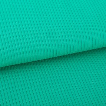 Interlock Jersey Mandy gerippt einfarbig smaragd grün 1,40m Breite Doupliert