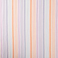 Musselin Stoff Double Gauze Yarn Dyed Streifen zweiseitig weiß apricot blau 1,35m Breite
