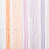 Musselin Stoff Double Gauze Yarn Dyed Streifen zweiseitig weiß apricot blau 1,35m Breite Detailaufnahme