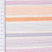 Musselin Stoff Double Gauze Yarn Dyed Streifen zweiseitig weiß apricot blau 1,35m Breite mit Maßband
