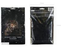 Tischläufer Spinnennetz für Halloween in Schwarz 45x185cm in der Verpackung