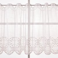 Scheibengardinen Meterware nähfrei Stickerei Bogen weiß taupe 60cm Höhe