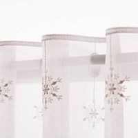 Scheibengardinen Meterware nähfrei Stickerei Weihnachten Hirsche weiß silber 30cm Höhe Saum oben