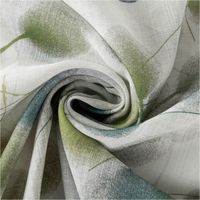 Gardinenstoff Voile Leinenstruktur Blätter weiß grün 150cm Breite